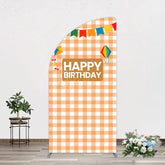 Aperturee - Aperturee Chessboard Pattern Kite Happy Birthday Half Moon Arch Backdrop